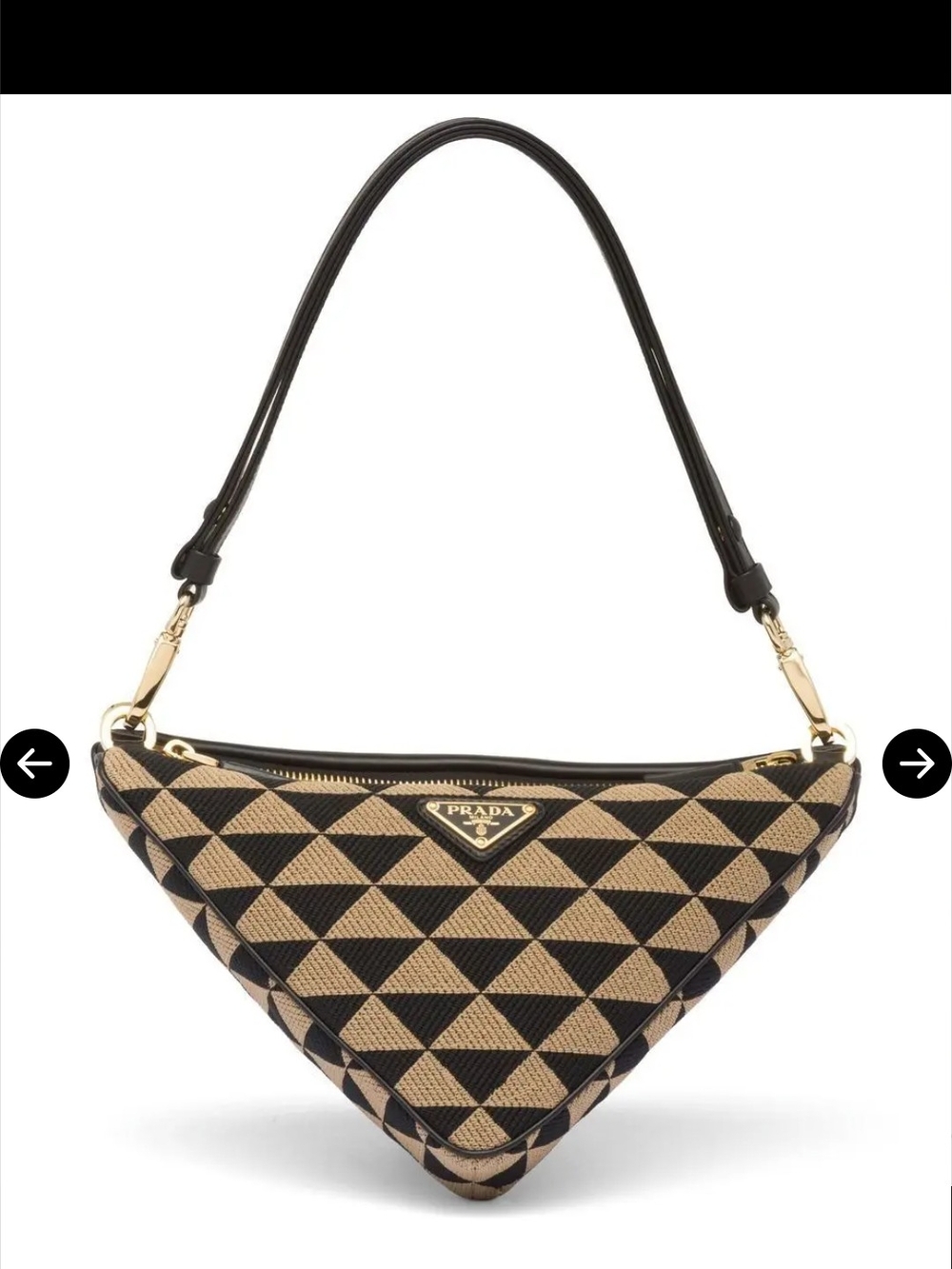 Prada Black and Beige Triangle Shoulder Bag - Picture 6 of 11